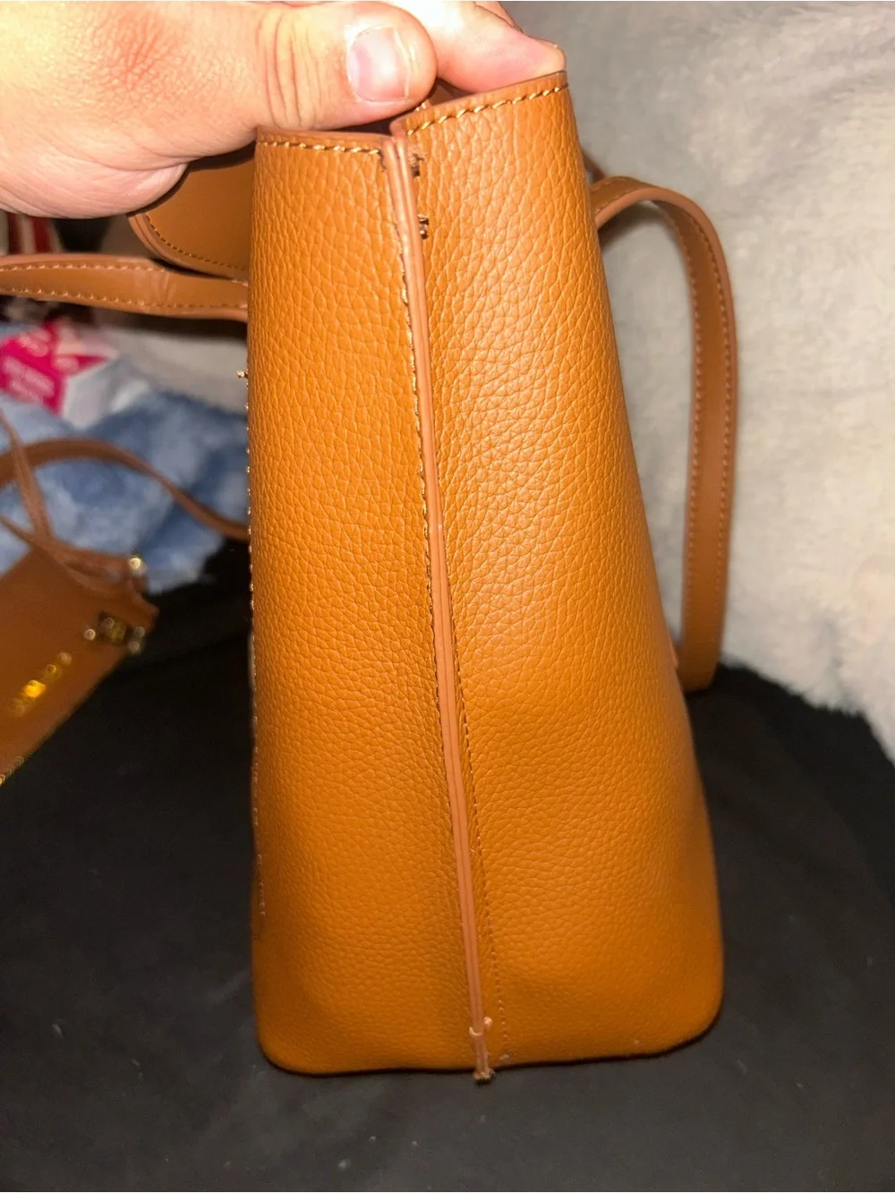 Steve Madden Cognac Pebbled Tote with Matching Wristlet